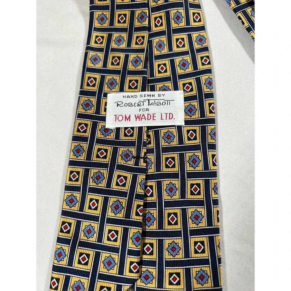 Vintage Robert Talbott Hand Sewn Geometric 100% Silk Tie Made In USA